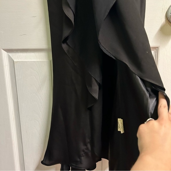 Black Whimsigoth Maxi Dress Formal Satin Silk Sz 2 Fairy Grunge y2k V-Neck - Picture 7 of 13